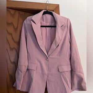 Blush Pink Tailored Blazer Minimalist Workwear Feminine Chic Jacket Size Small